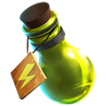 ResourceEnergyMax - moduletd.com Green potion bottle with a cork stopper and a brown tag showing a yellow lightning bolt.